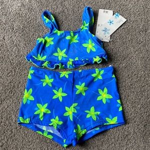 Jenni by Jennifer Moore girls neon blue and green bikini NWT